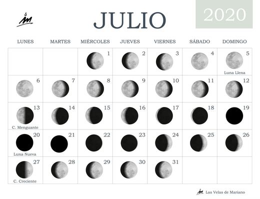 Calendrier lunaire juillet 2020
