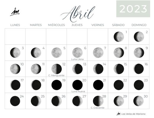 Calendario lunar abril 2023