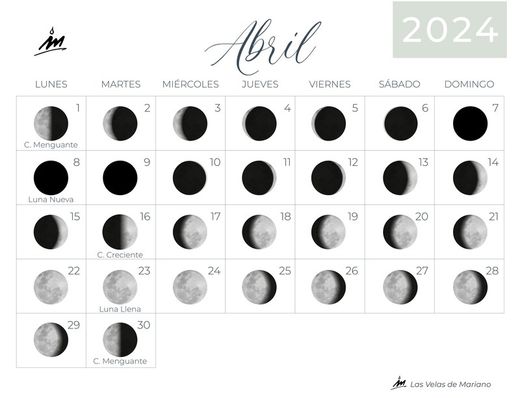 Calendario lunar abril 2024