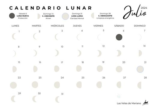 Calendario lunar julio 2024
