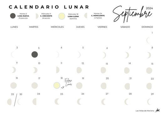 Calendario lunar septiembre 2024