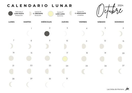 Calendario lunar octubre 2024