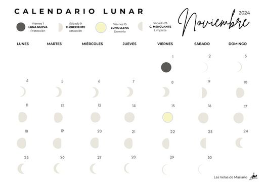 Calendario lunare novembre 2024