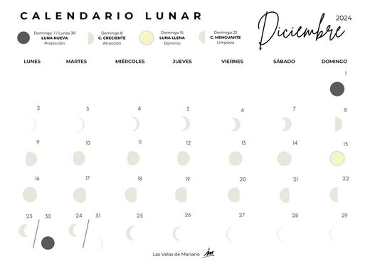 Calendario lunar diciembre 2024
