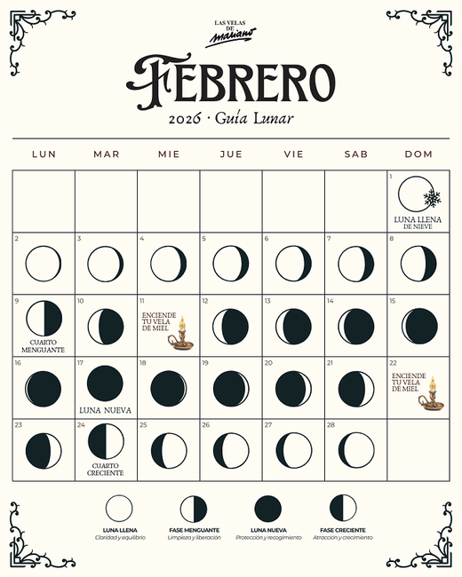 Calendario lunar febrero 2026
