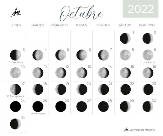 Calendario lunar octubre 2022