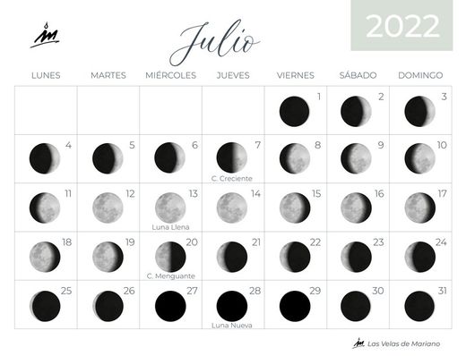 Calendario lunar julio 2022