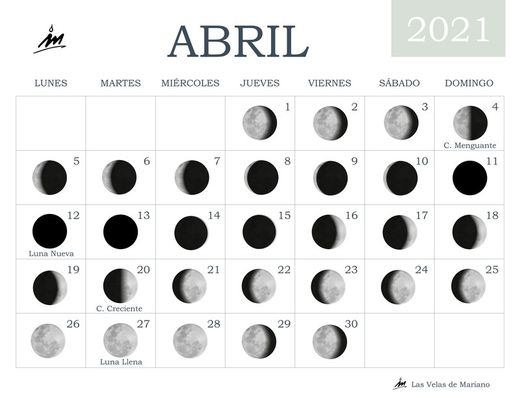 Calendario lunar abril 2021