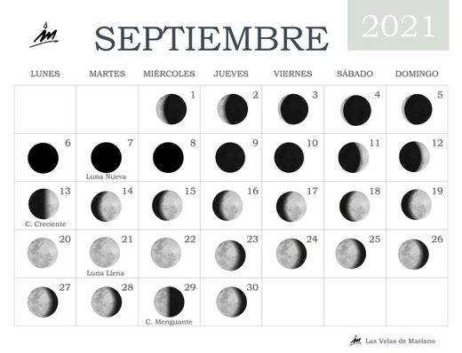 Calendario lunar septiembre 2021