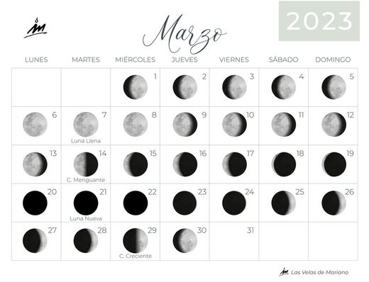 Calendario lunar marzo 2023