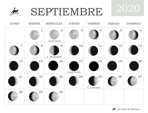 Calendario lunar septiembre 2020