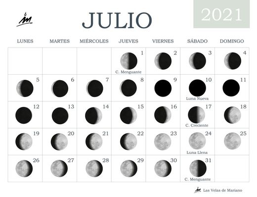 Calendario lunar julio 2021