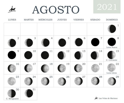 Calendario lunar agosto 2021