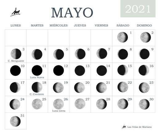 Calendario lunar mayo 2021