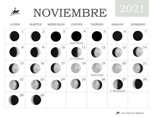 Calendario lunar noviembre 2021