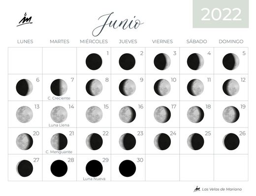 Calendario lunar junio 2022