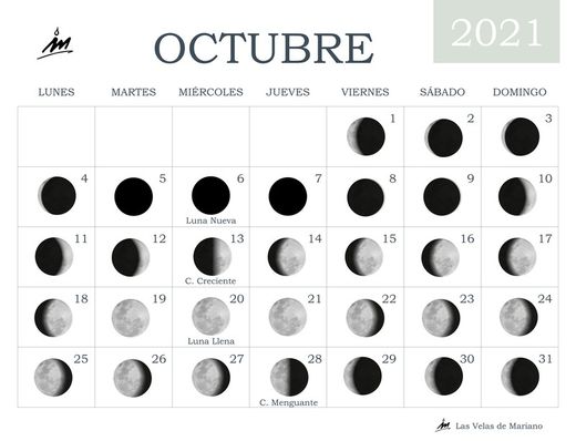 Calendario lunar octubre 2021
