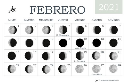 Calendario lunar febrero 2021