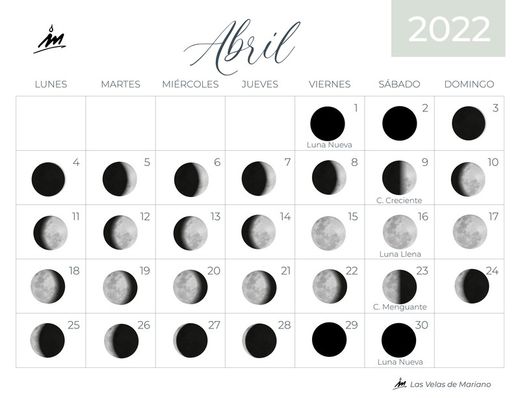 Calendario lunar abril 2022