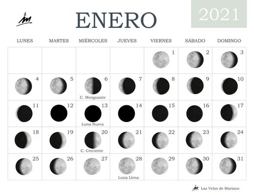 Calendario lunar enero 2021