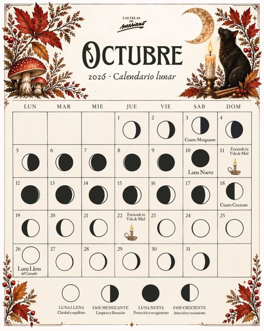 Calendario lunar octubre 2026