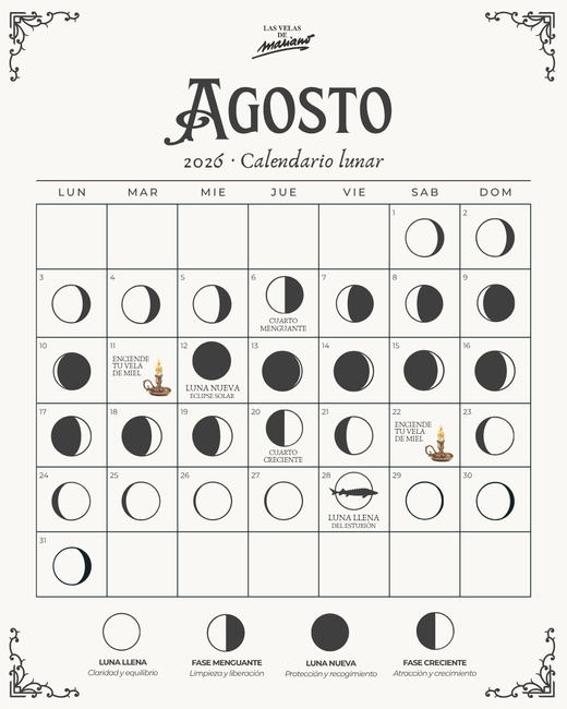 Calendario lunare agosto 2026