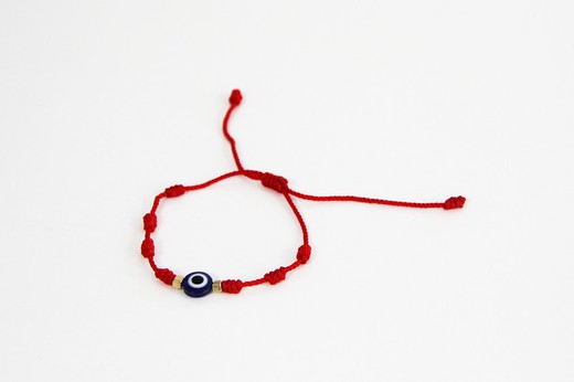 Red 7 Knots Bracelet with Turkish Eye