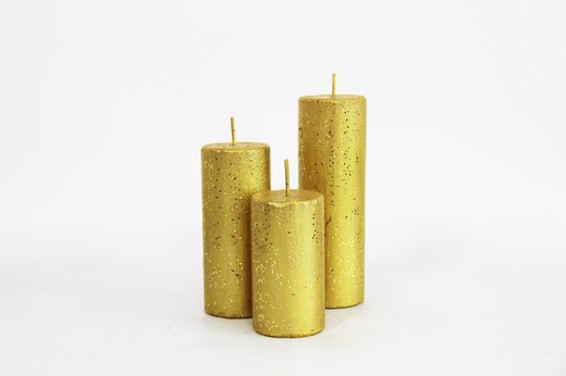 Bougie décorative de Noël dorée à paillettes dorées
