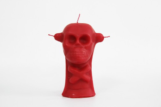 Candle skull 3 wicks red