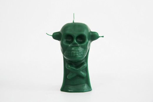 Candle skull 3 wicks green