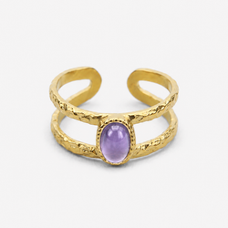 Anillo Gea Dorado Amatista · Protección y Equilibrio