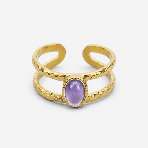 Anillo Gea Dorado Amatista · Protección y Equilibrio