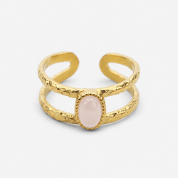 Anillo Gea Dorado Cuarzo Rosa · Amor