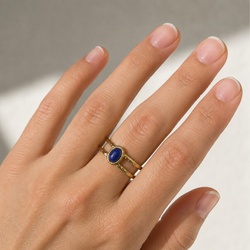Anillo Gea Dorado Sodalita · Claridad Mental