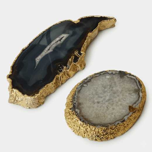 Chapa de Ágata con Borde Dorado