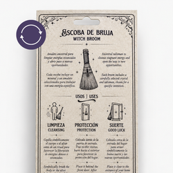 Escoba de Bruja con Obsidiana y Pentáculo