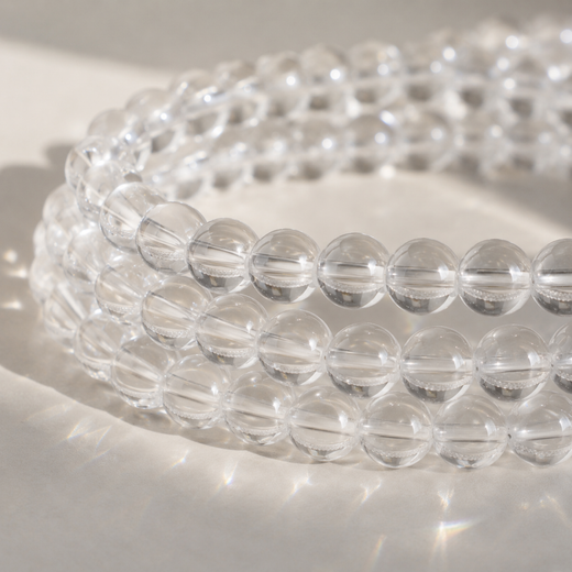 Pulsera Bola Cuarzo Blanco · 4 mm