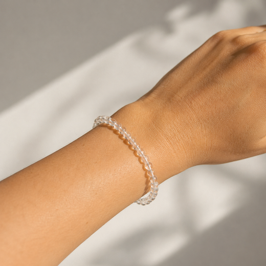 Pulsera Bola Cuarzo Blanco · 4 mm
