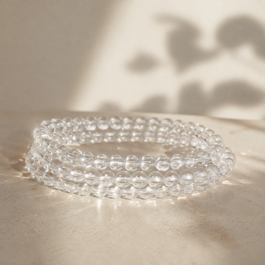 Pulsera Bola Cuarzo Blanco · 4 mm