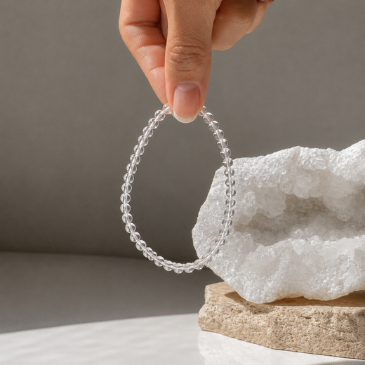 Pulsera Bola Cuarzo Blanco · 4 mm