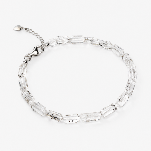 Pulsera de Cuarzo Herkimer Facetada · Plata 925