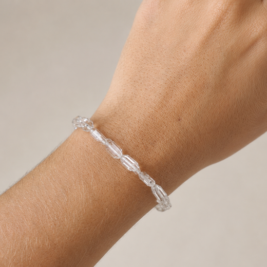 Pulsera de Cuarzo Herkimer Facetada · Plata 925