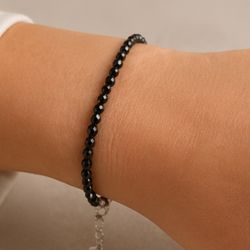 Polsera de Turmalina Negra Facetada · Plata 925