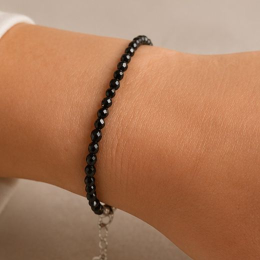 Polsera de Turmalina Negra Facetada · Plata 925