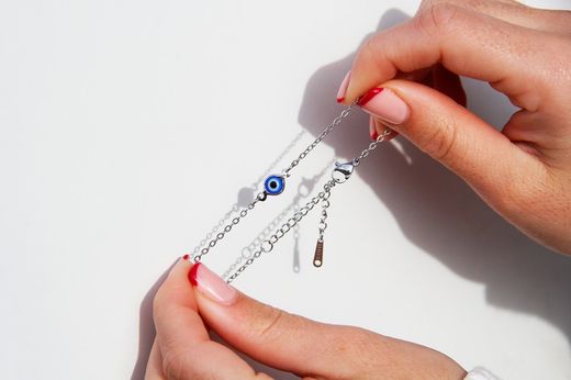 Pulsera Ojo Turco Plateada
