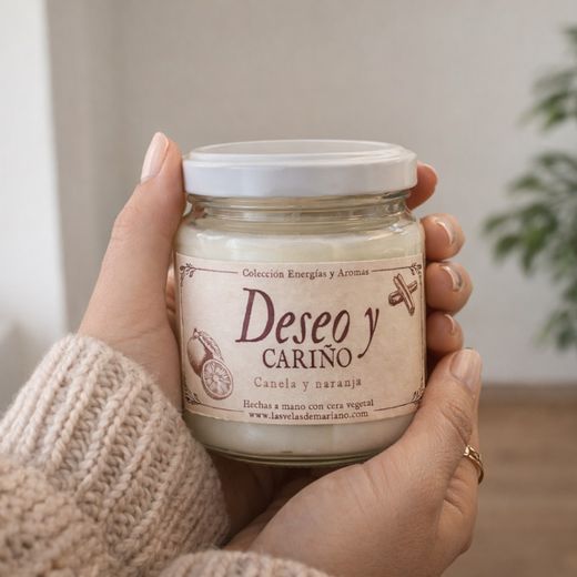 Vela Aromática Canela y Naranja "Deseo y Cariño"
