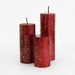 Red Christmas Decorative Candle with Gold Glitter