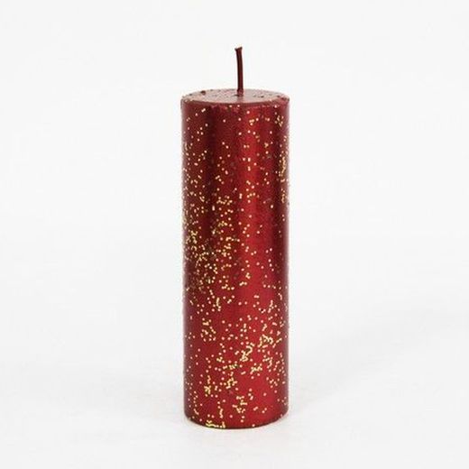 Red Christmas Decorative Candle with Gold Glitter