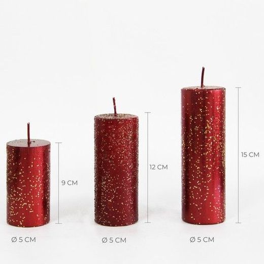 Red Christmas Decorative Candle with Gold Glitter