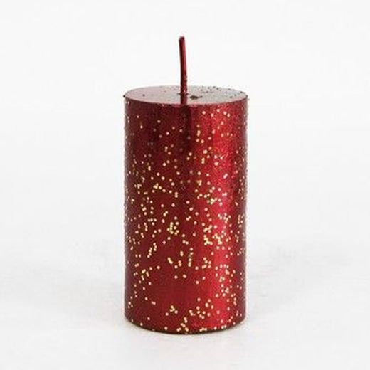 Red Christmas Decorative Candle with Gold Glitter